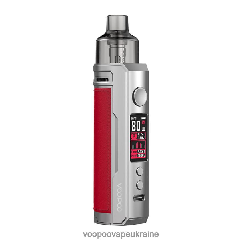 VOOPOO DRAG X набір pod mod сріблясто-червоний | Вейп VOOPOO Vmate E PDH28V178